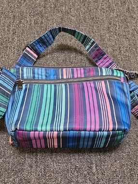 Lug Striped Multicolor Crossbody Bag - Blue, Pink & Green